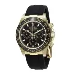 Yellow Gold Rolex Daytona Cosmograph Ceramic Black Dial Rubber Strap 116518LN