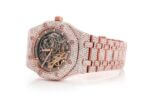 MOISSANITE AUDEMARS PIGUET SKELETON 41MM WATCH ROSE GOLD FULL ICED 24.00CT