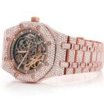 MOISSANITE AUDEMARS PIGUET SKELETON 41MM WATCH ROSE GOLD FULL ICED 24.00CT