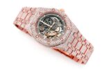 MOISSANITE AUDEMARS PIGUET SKELETON 41MM WATCH ROSE GOLD FULL ICED 24.00CT