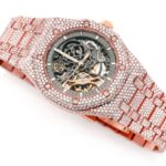 MOISSANITE AUDEMARS PIGUET SKELETON 41MM WATCH ROSE GOLD FULL ICED 24.00CT