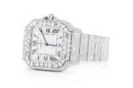 CARTIER WATCH DIAMOND FULL ICED MOISSANITE 40MM STEEL WHITE ROMAN DIAL