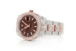 ROLEX ICED OUT WATCH 41MM TWO TONE WITH BROWN DIAL STAINLESS STEEL MOISSANITE 20.00CT