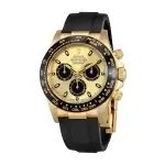 Rolex Daytona Yellow Gold Champagne Dial Black Index Ceramic Bezel Oysterflex Rubber Bracelet 116518LN