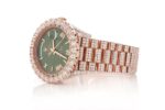 BUST DOWN WATCH ROLEX DAY DATE 40MM GREEN DIAL AUTOMATIC FULL ICED 23.00CT