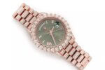 BUST DOWN WATCH ROLEX DAY DATE 40MM GREEN DIAL AUTOMATIC FULL ICED 23.00CT