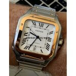 Cartier Santos Yellow Gold De Cartier Steel Silver Roman Dial W2SA0009