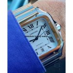 Cartier Santos Yellow Gold De Cartier Steel Silver Roman Dial W2SA0009
