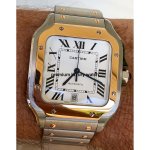 Cartier Santos Yellow Gold De Cartier Steel Silver Roman Dial W2SA0009