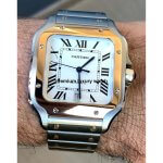 Cartier Santos Yellow Gold De Cartier Steel Silver Roman Dial W2SA0009