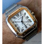 Cartier Santos Yellow Gold De Cartier Steel Silver Roman Dial W2SA0009