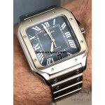 Cartier Santos Blue Dial  De Cartier Large 39.8 Mm Men’s Watch WSSA0030