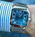 Cartier Santos Blue Dial  De Cartier Large 39.8 Mm Men’s Watch WSSA0030