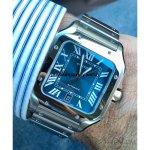 Cartier Santos Blue Dial  De Cartier Large 39.8 Mm Men’s Watch WSSA0030