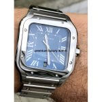 Cartier Santos Blue Dial  De Cartier Large 39.8 Mm Men’s Watch WSSA0030