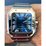 Cartier Santos Blue Dial  De Cartier Large 39.8 Mm Men’s Watch WSSA0030
