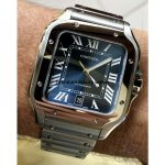 Cartier Santos Blue Dial  De Cartier Large 39.8 Mm Men’s Watch WSSA0030