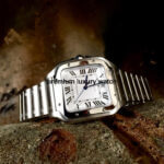 Cartier Large Santos De Cartier Men’s Watch White Dial Steel Bracelet WSSA0018