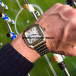 Cartier Large Santos De Cartier Men’s Watch White Dial Steel Bracelet WSSA0018
