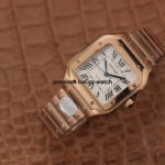 Cartier Santos Rose Gold Large Silver Opaline Dial Bracelet WGSA0007WGSA