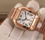 Cartier Santos Rose Gold Large Silver Opaline Dial Bracelet WGSA0007WGSA