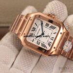 Cartier Santos Rose Gold Large Silver Opaline Dial Bracelet WGSA0007WGSA
