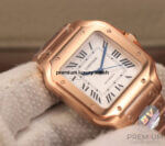 Cartier Santos Rose Gold Large Silver Opaline Dial Bracelet WGSA0007WGSA