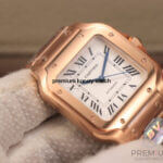 Cartier Santos Rose Gold Large Silver Opaline Dial Bracelet WGSA0007WGSA