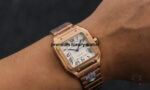 Cartier Santos Rose Gold Large Silver Opaline Dial Bracelet WGSA0007WGSA