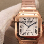 Cartier Santos Rose Gold Large Silver Opaline Dial Bracelet WGSA0007WGSA
