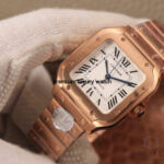 Cartier Santos Rose Gold Large Silver Opaline Dial Bracelet WGSA0007WGSA