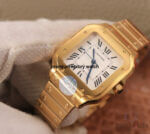 Cartier Santos Yellow Gold Men’s Watch Large Automatic White Dial Yellow Gold Bracelet WGSA0029