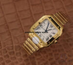 Cartier Santos Yellow Gold Men’s Watch Large Automatic White Dial Yellow Gold Bracelet WGSA0029