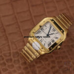 Cartier Santos Yellow Gold Men’s Watch Large Automatic White Dial Yellow Gold Bracelet WGSA0029