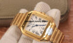 Cartier Santos Yellow Gold Men’s Watch Large Automatic White Dial Yellow Gold Bracelet WGSA0029