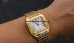 Cartier Santos Yellow Gold Men’s Watch Large Automatic White Dial Yellow Gold Bracelet WGSA0029