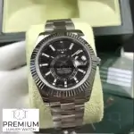 Rolex Sky Dweller Stainless Steel 42MM Black Index Dial Fluted White Gold Bezel Oyster Bracelet 326934