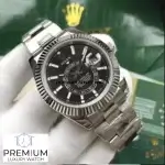 Rolex Sky Dweller Stainless Steel 42MM Black Index Dial Fluted White Gold Bezel Oyster Bracelet 326934