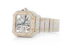 CARTIER SKELETON WATCH ICED OUT 40MM TWO TONE STEEL VVS MOISSANITE