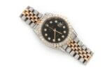 ICED OUT ROLEX DATEJUST 36MM TWO TONE BLACK DIAL AUTOMATIC WATCH 16.00CT