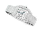 ICED OUT CARTIER SANTOS SKELETON 40MM STEEL SILVER FULL MOISSANITE STUDDED WATCH