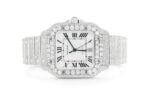 CARTIER WATCH DIAMOND FULL ICED MOISSANITE 40MM STEEL WHITE ROMAN DIAL