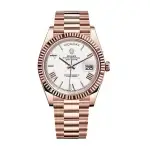 Rolex Day-Date 228235 White Roman 41mm Everose Gold Watch