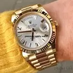 Day-Date Yellow Gold Rolex 40MM White Roman Dial & Fluted Bezel President Bracelet 228238