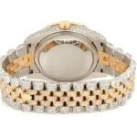 DIAMOND ROLEX WATCH DATEJUST 36MM TWO TONE RED DIAL FULL ICED VVS MOISSANITE 17.20CT