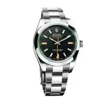 Rolex Milgauss Green Crystal Stainless Steel Black Dial Smooth Bezel Oyster Bracelet 116400GV
