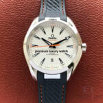Omega Seamaster Aqua Terra White Dial 150m Master Co-Axial Rubber Strap Men’s Watch