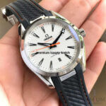 Omega Seamaster Aqua Terra White Dial 150m Master Co-Axial Rubber Strap Men’s Watch