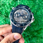 Omega Seamaster 300M Chronograph Master-Chronometer 42MM Grey Chronograph Blue Rubber Strap For Men’s Watch