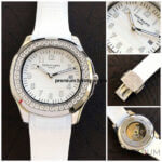Patek Aquanaut Ladies Stainless Steel White Dial Diamond Watch 5067